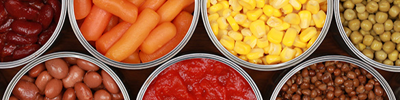 assortment of canned foods