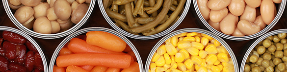 assortment of canned foods