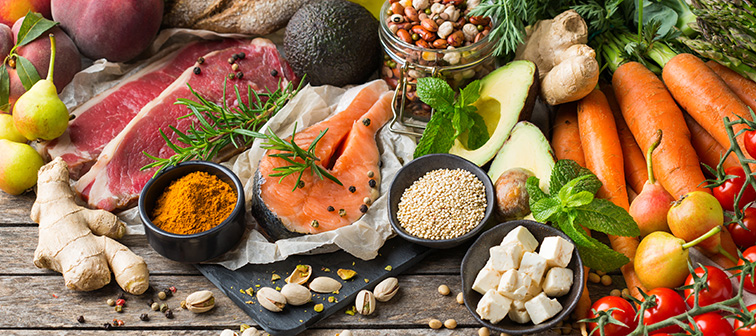 food variety spread on table