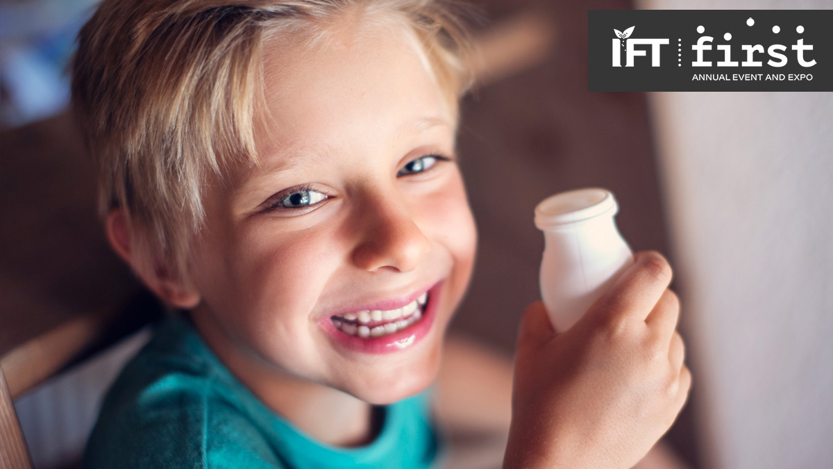 boy drinking yogurt beverage