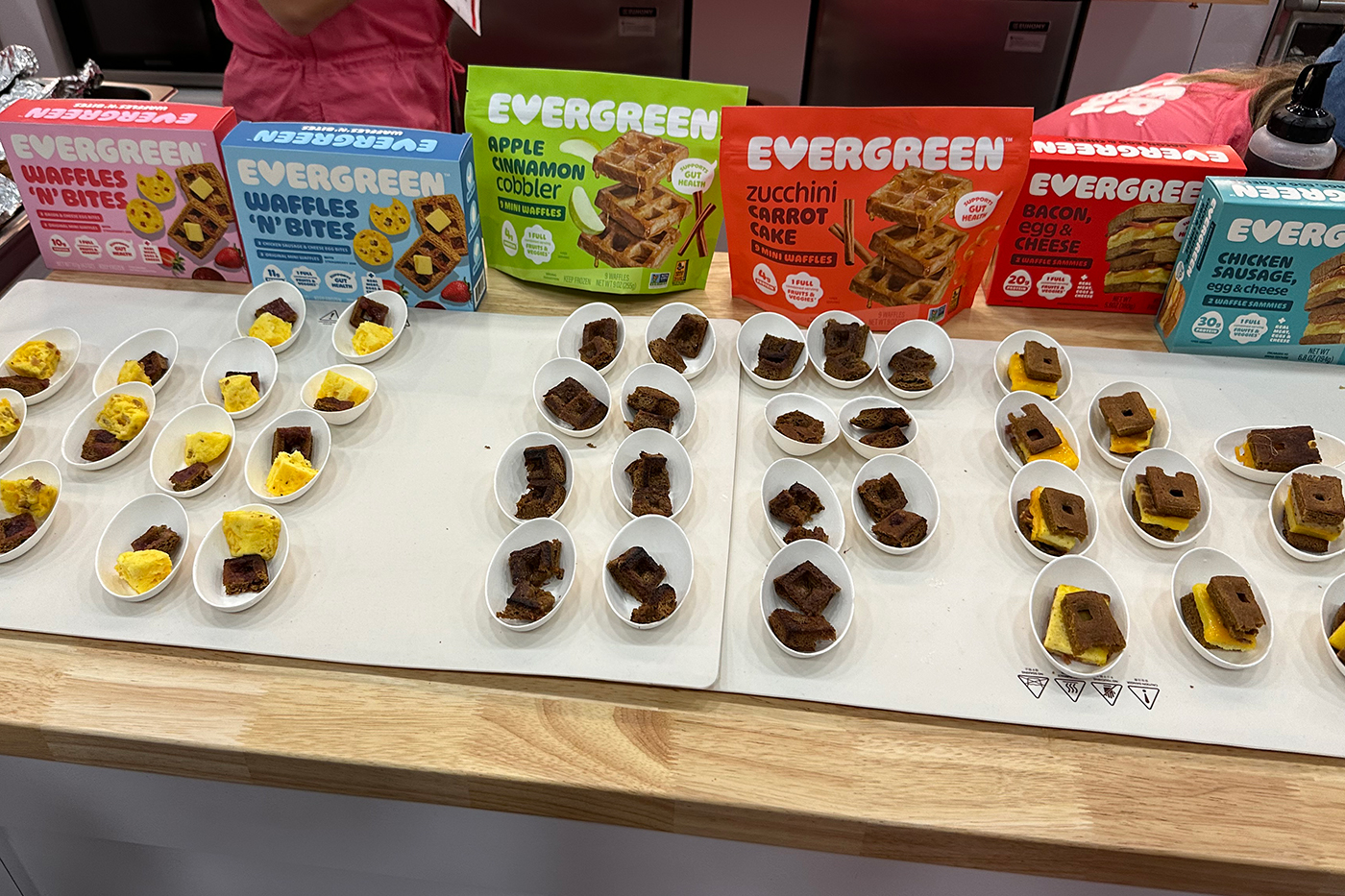 Evergreen's mini waffles and waffle sandwiches