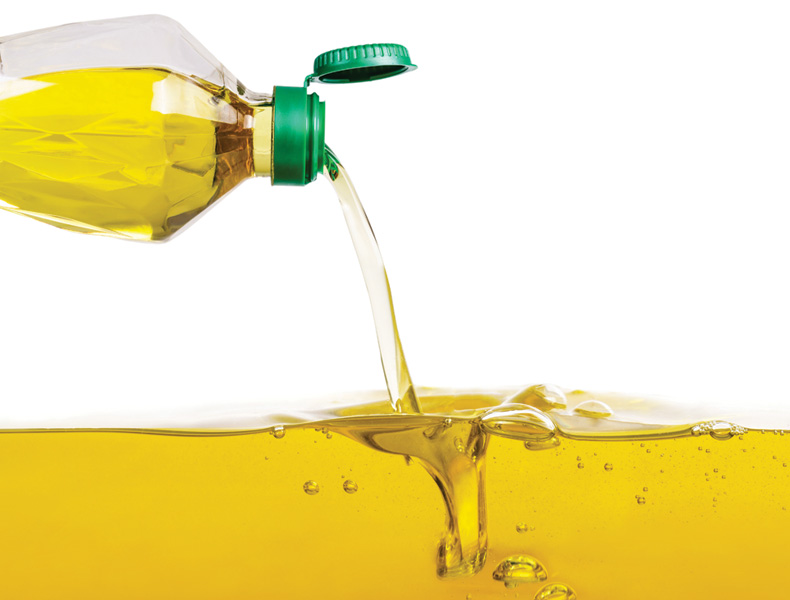 Vegetable oil pouring out
