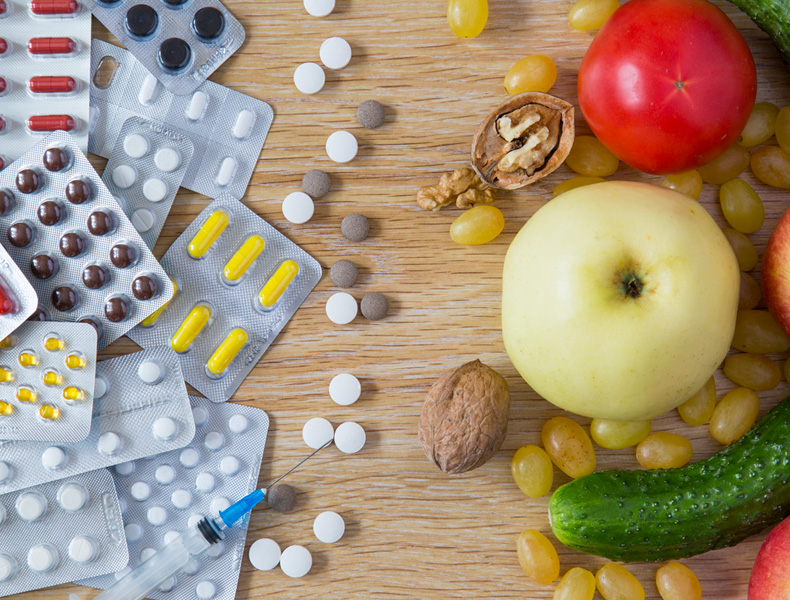 Various Medicine and healthy foods