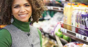 Woman shopping for food.