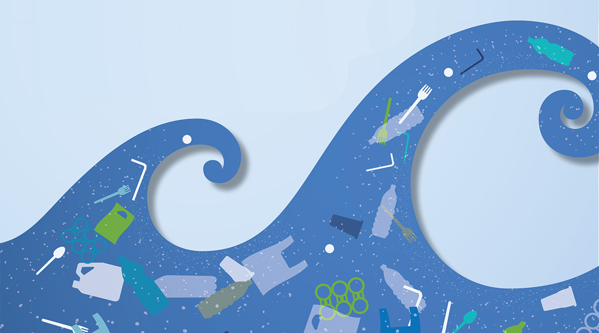 Plastic waste in water