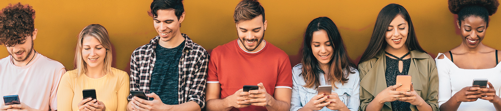 Young people with phones