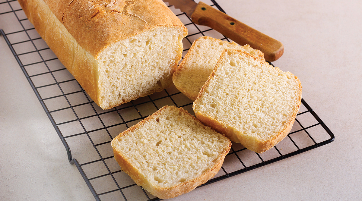Fresh baked bread sliced