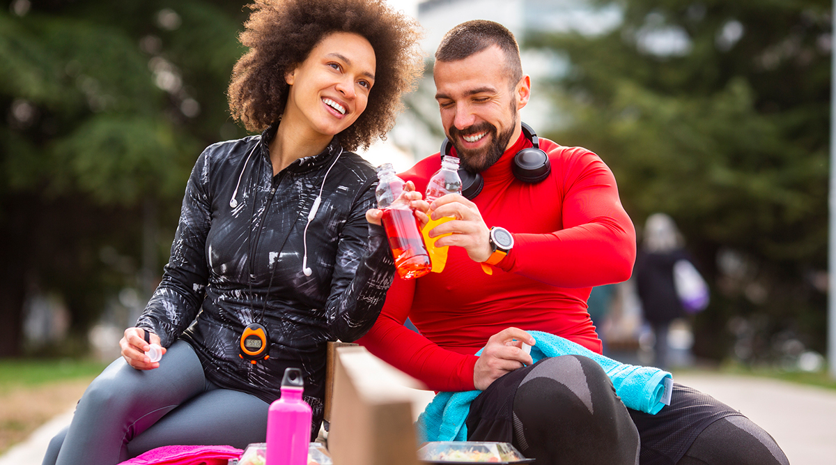 Young athletic couple
