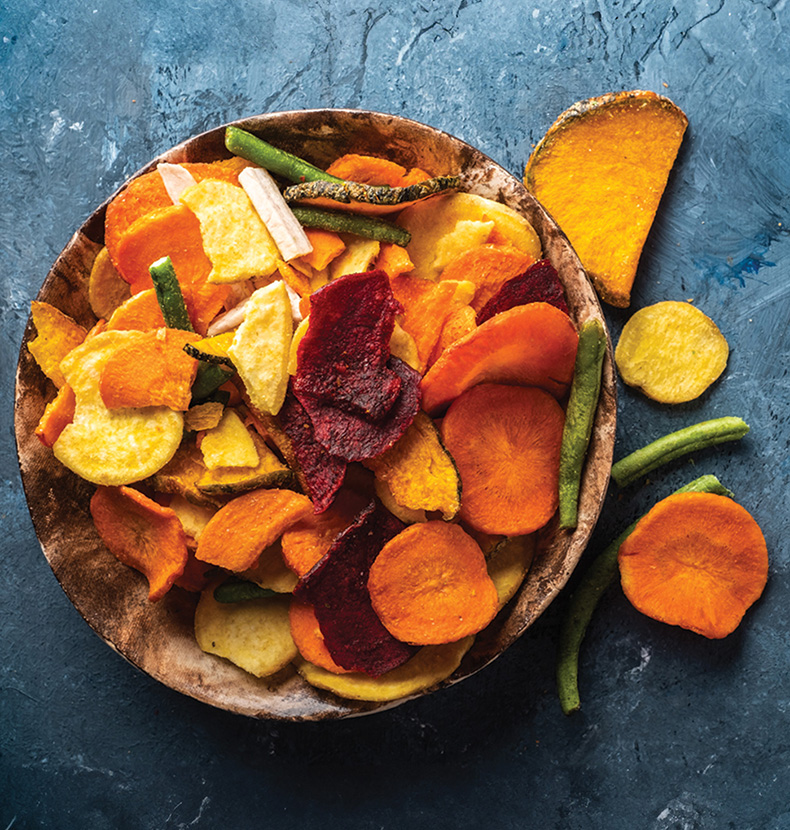 Dried vegetables chips from carrot, beet, parsnip and other vegetables