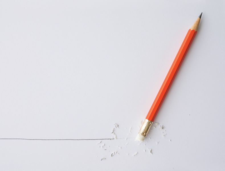 Pencil erasing a line