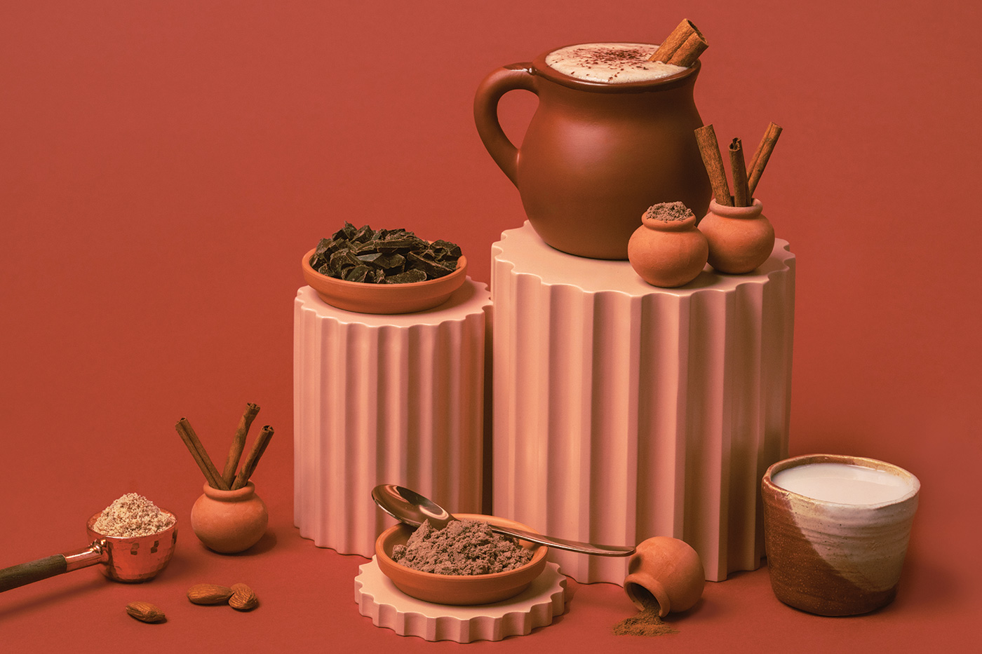 Mexican hot chocolate mix formulated with almonds