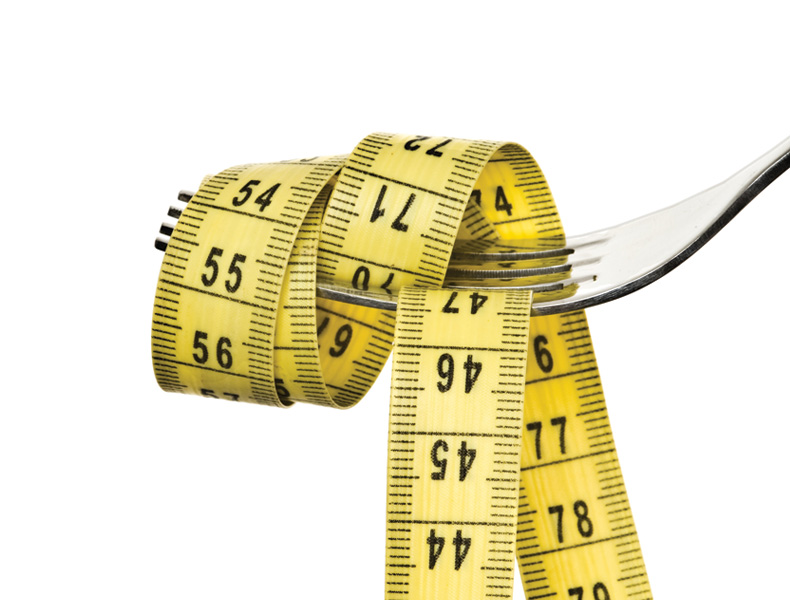 Fork with tape measure noodles.