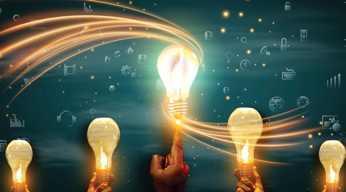 Lightbulbs of innovation concept image
