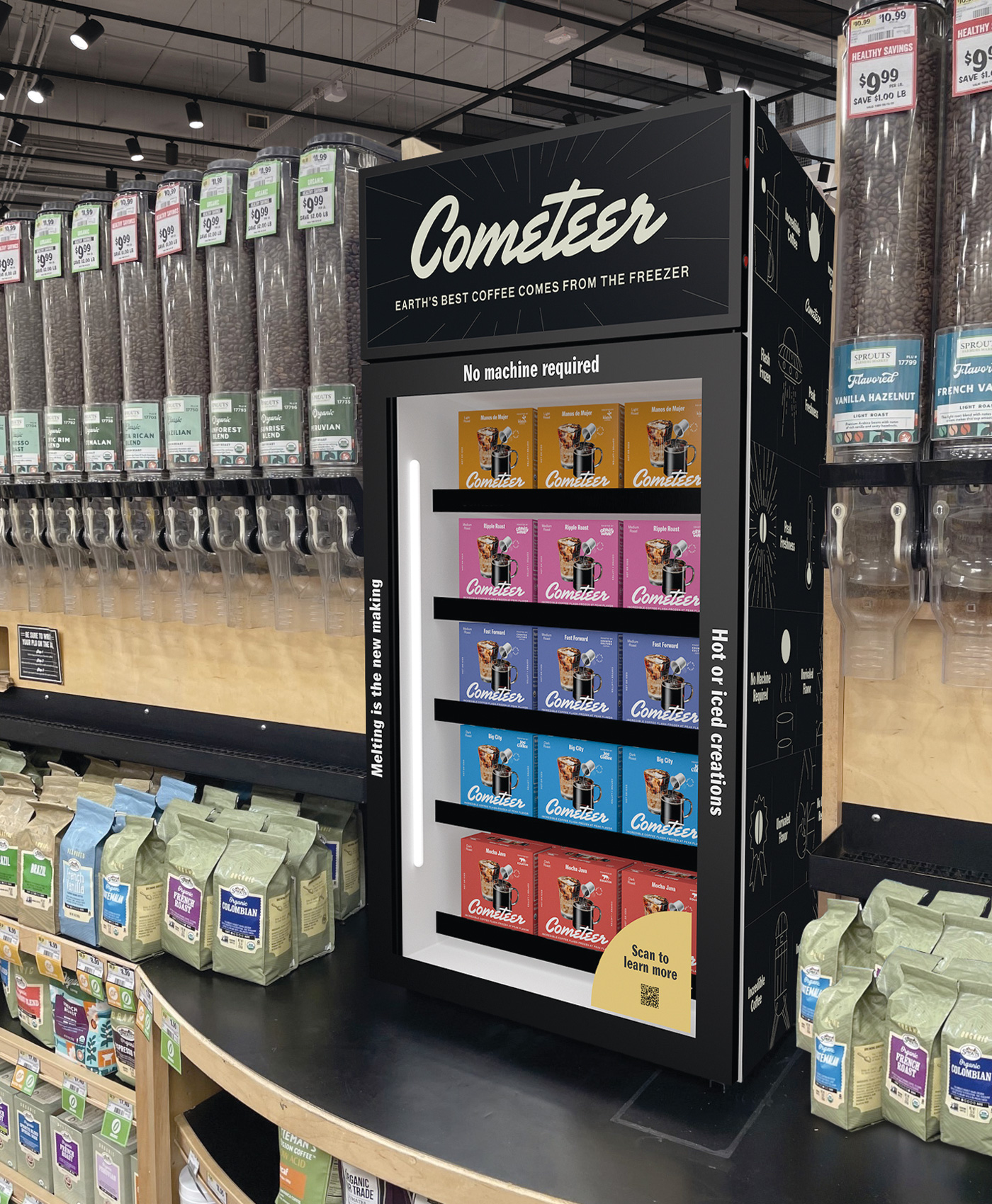 Freezer space for Cometeer, flash-frozen coffee product.