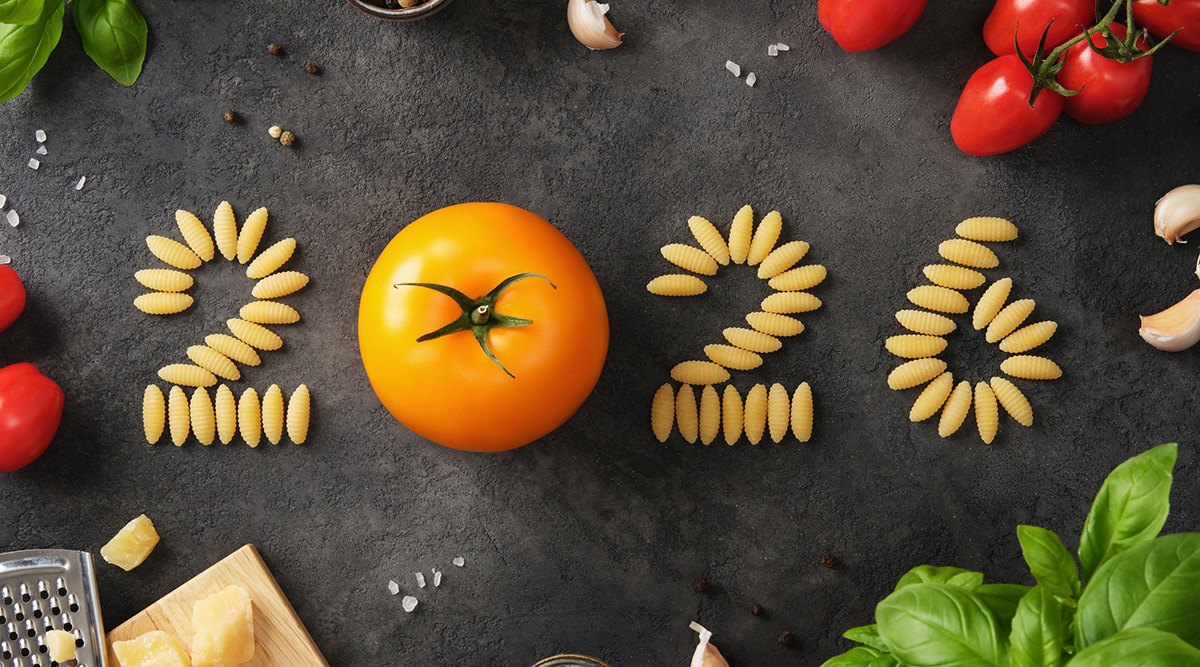 Fresh ingredients in the shape of 2026.