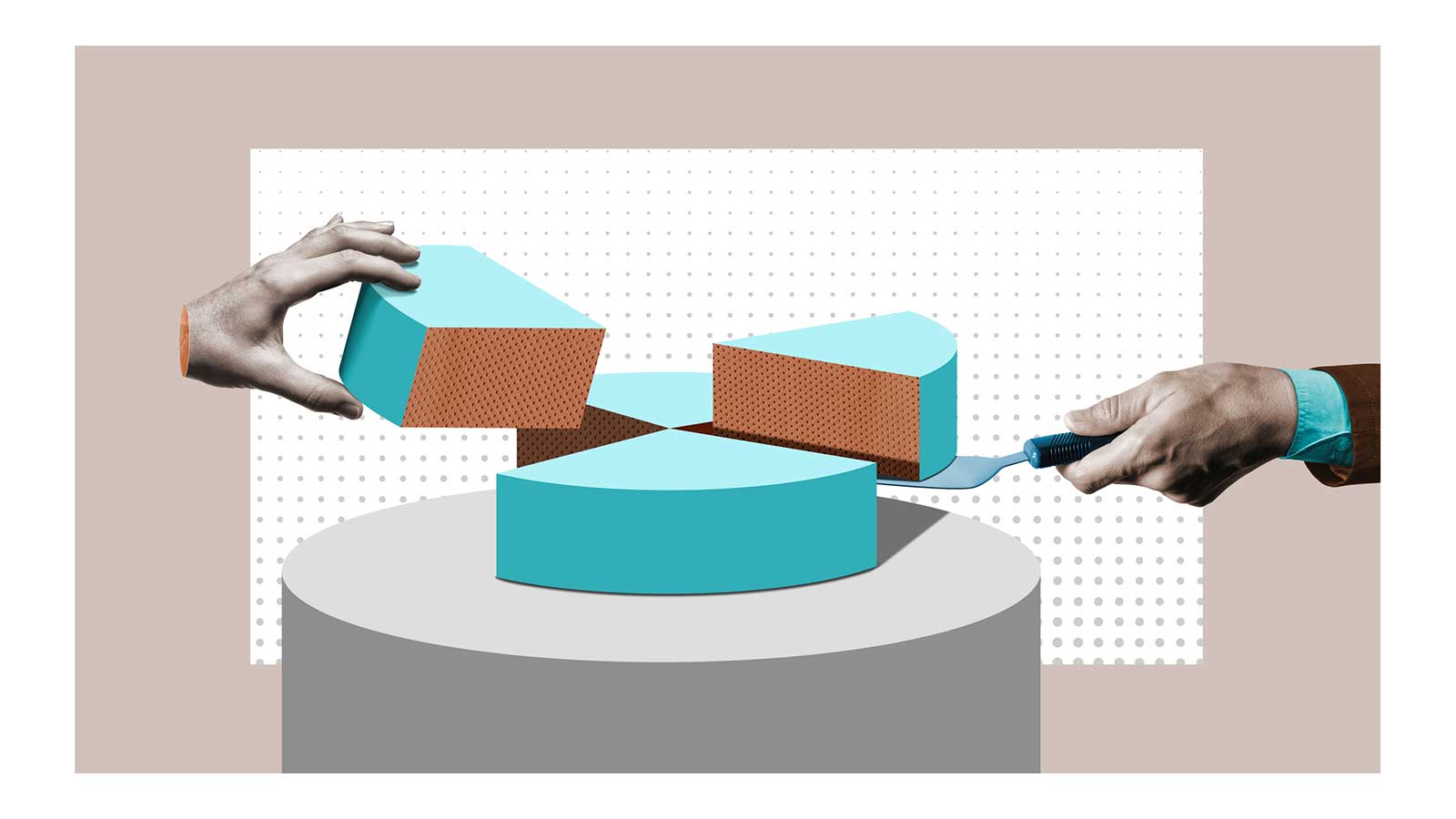 Omnivore Episode 18 hands grabbing slices of blue cake